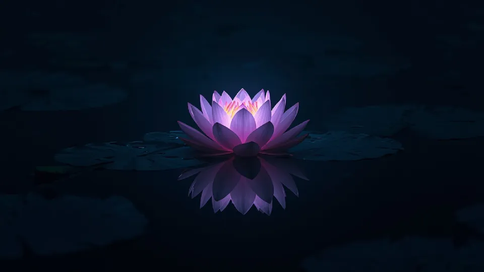 lotus light source with lake reflection